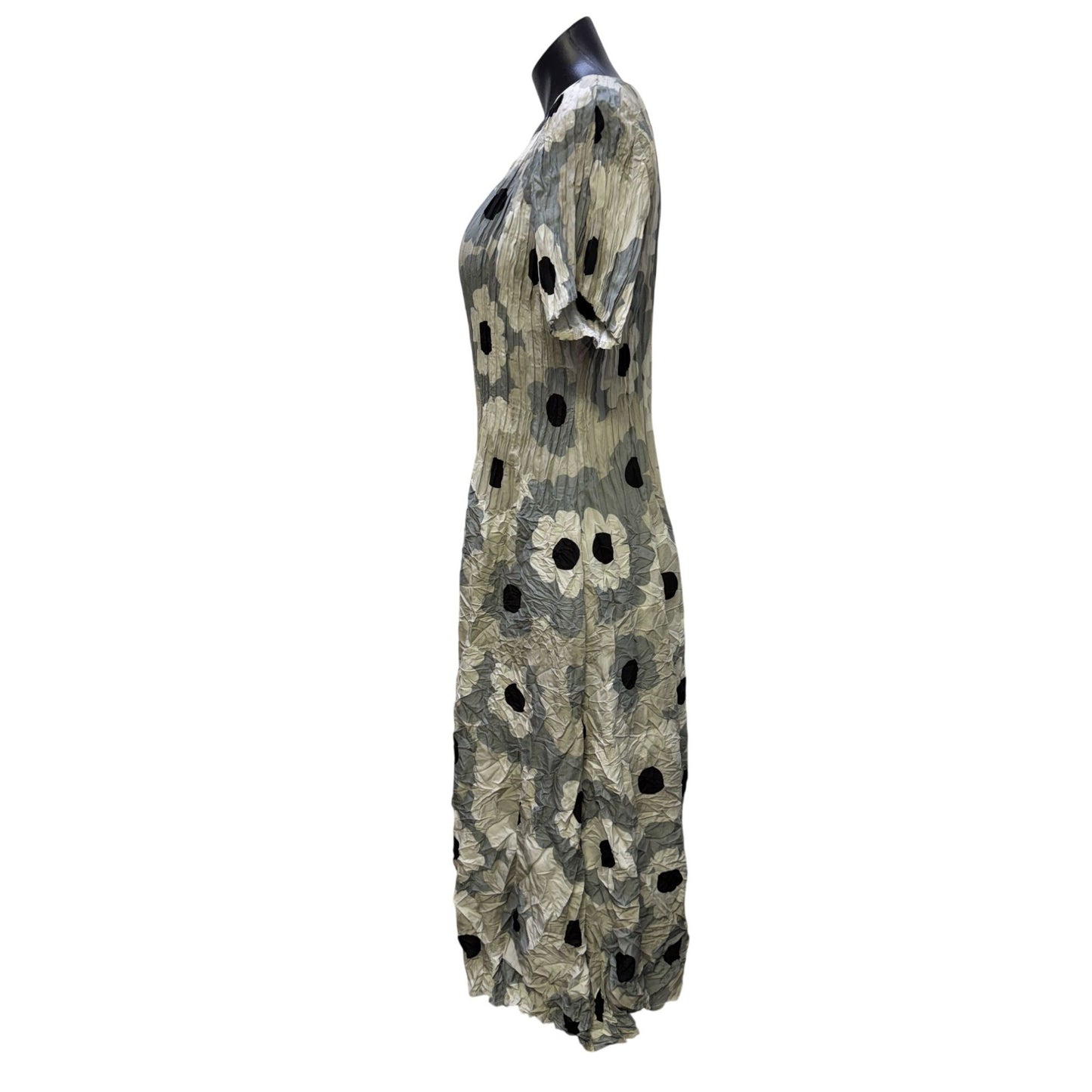 Alquema Crushed Floral Midi Dress Gray & Cream Size 2 Fits 16-18