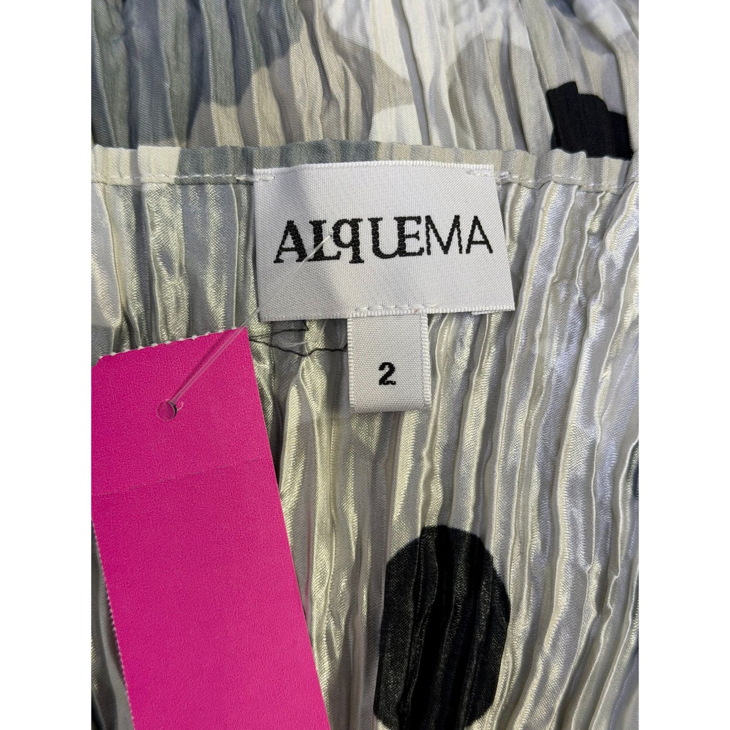 Alquema Crushed Floral Midi Dress Gray & Cream Size 2 Fits 16-18
