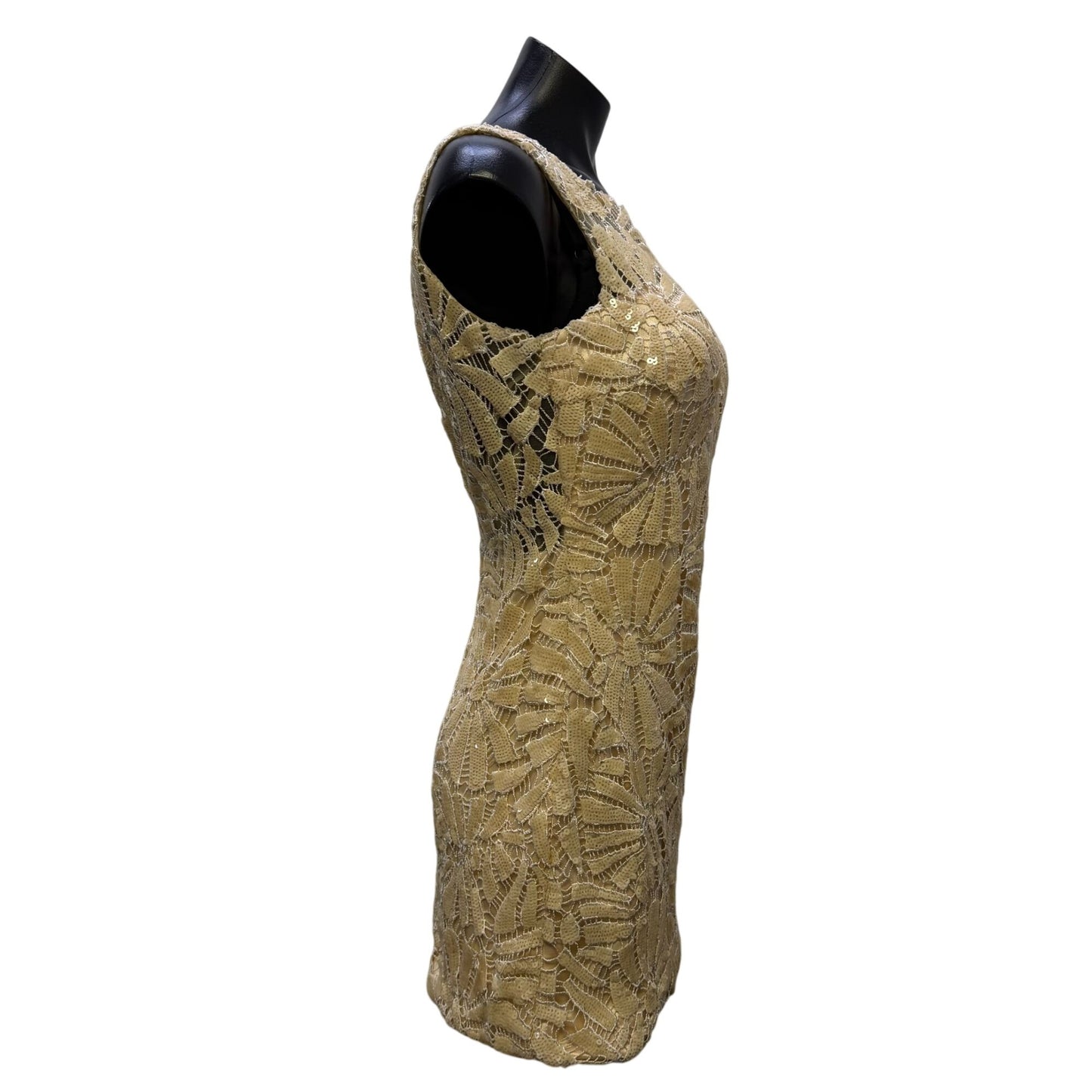 Dave & Johnny Beige Sequin Lace Mini Dress Size 5/6