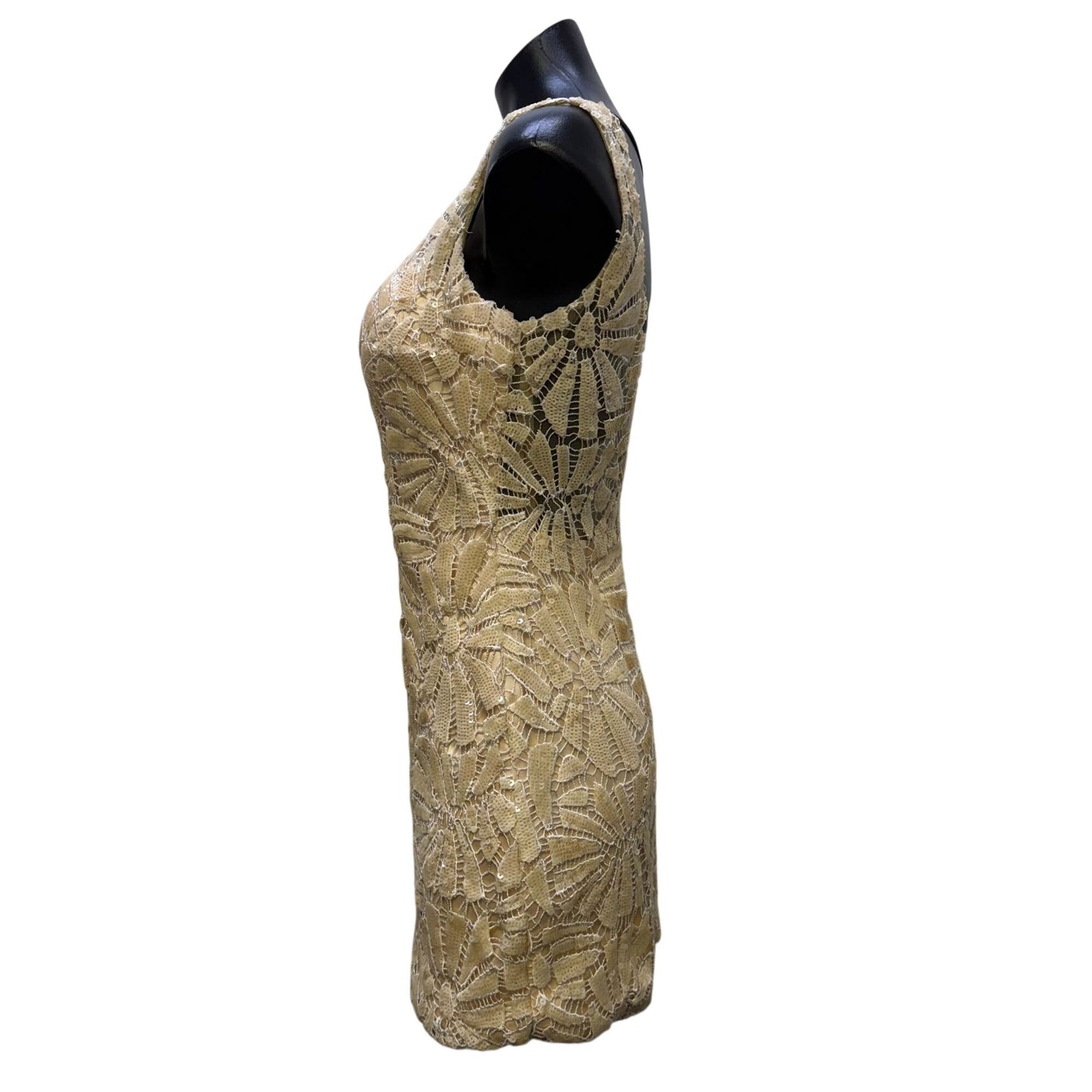 Dave & Johnny Beige Sequin Lace Mini Dress Size 5/6