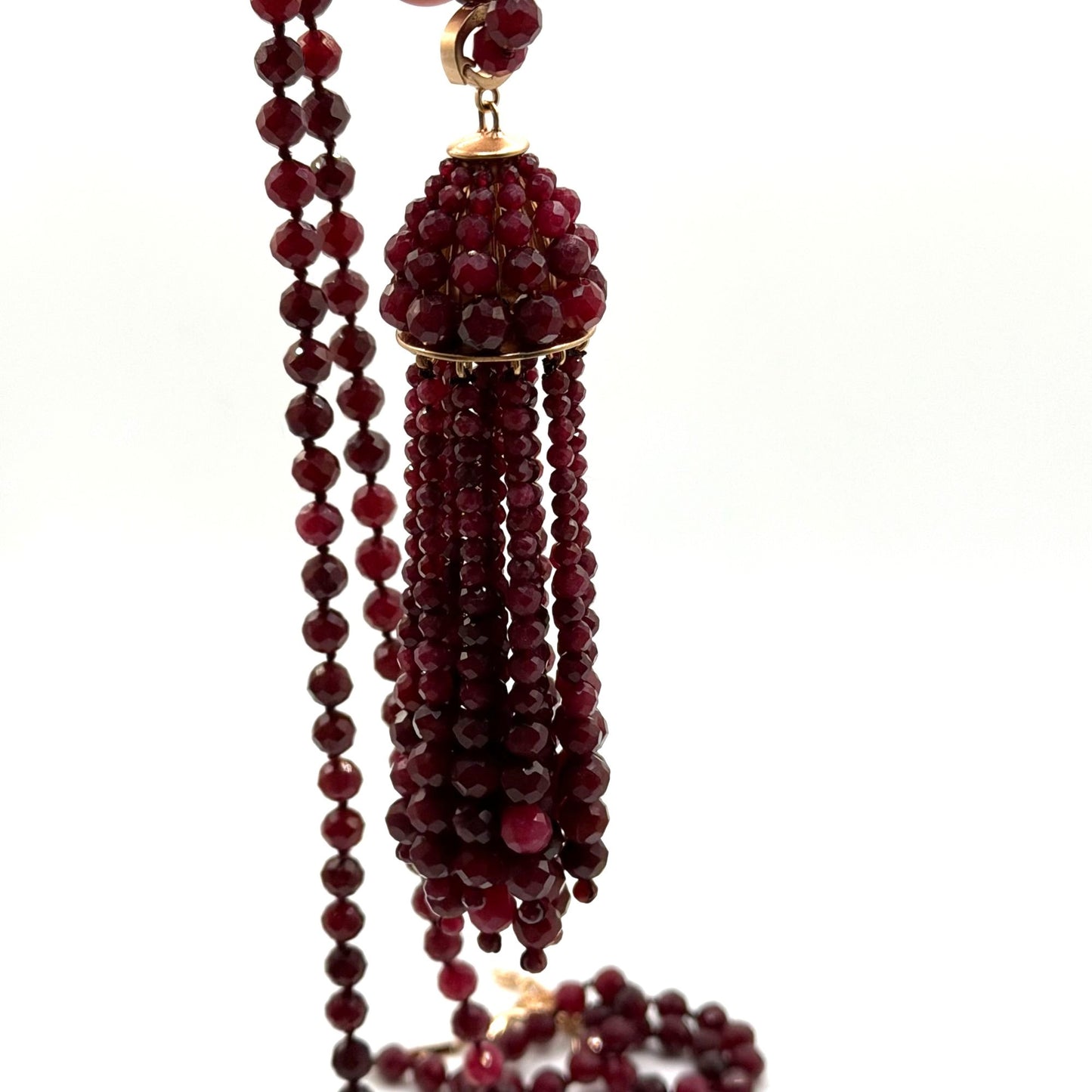 Kendra Scott Sylvia Long Beaded Necklace With Tassel In Maroon Jade Gold-Tone
