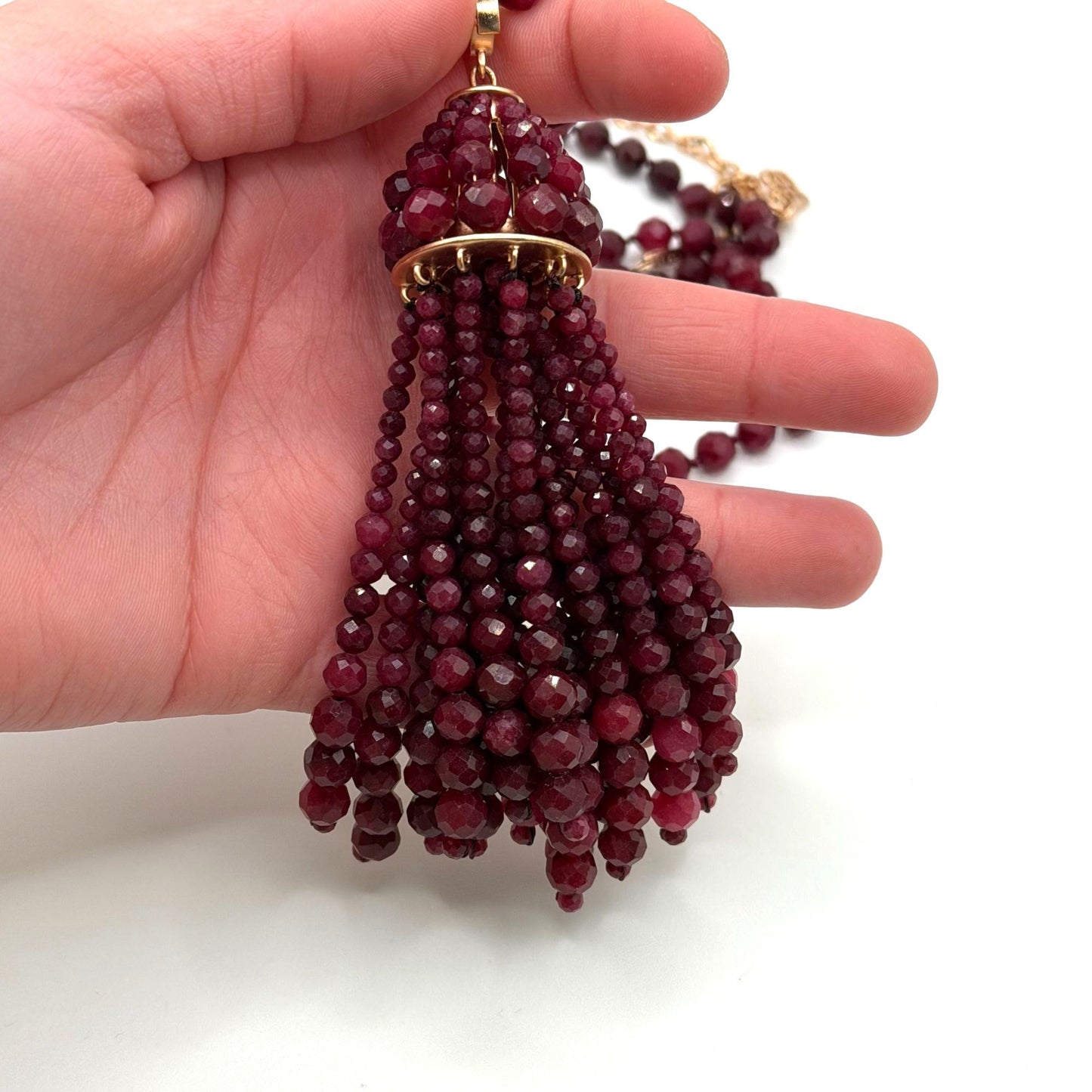 Kendra Scott Sylvia Long Beaded Necklace With Tassel In Maroon Jade Gold-Tone