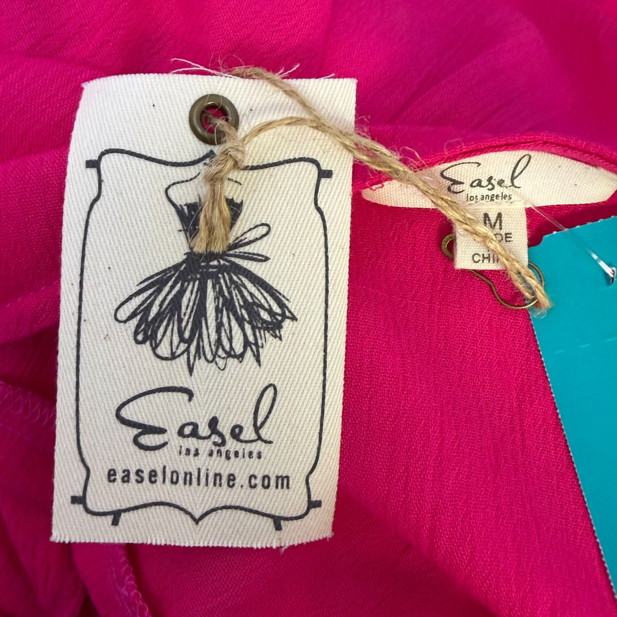 Easel Pink Embroidered Boho Long-Sleeve Blouse M