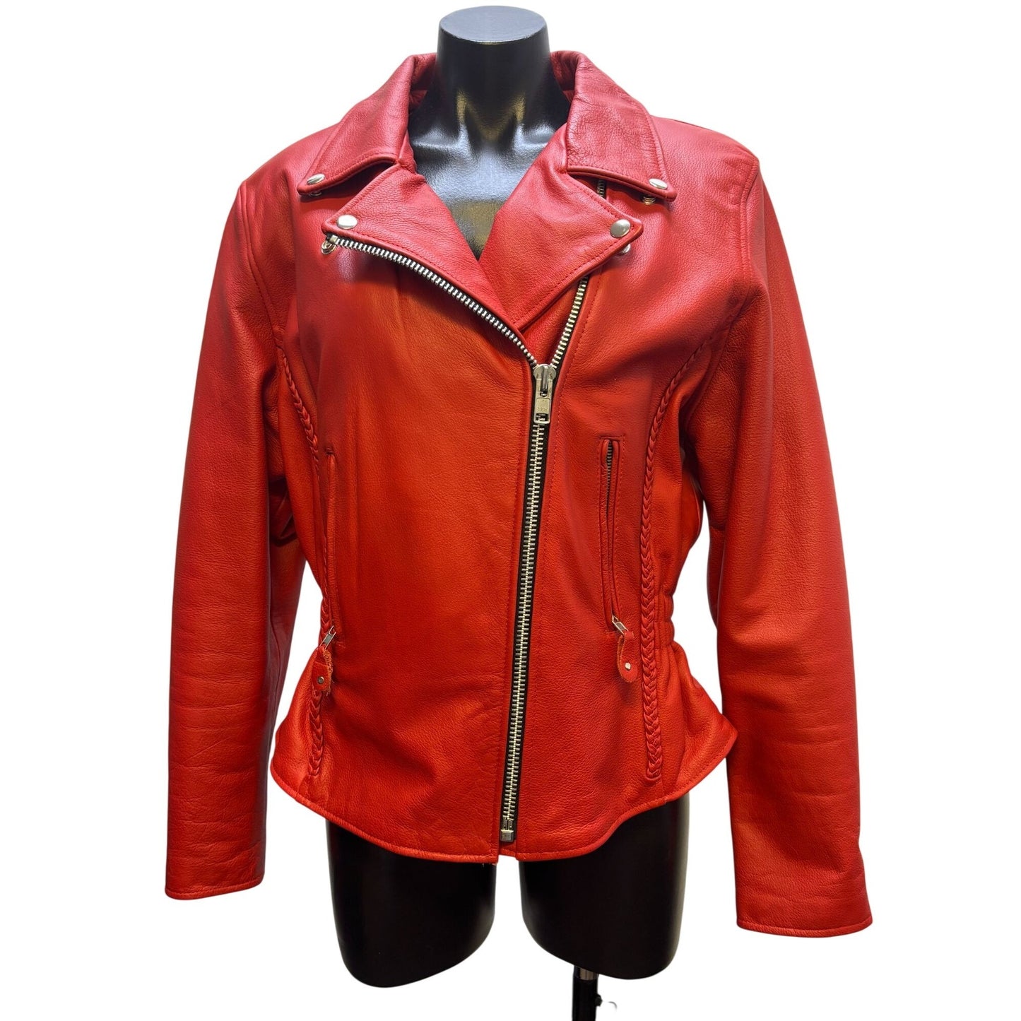 Xelement Red Leather Motorcycle Jacket XL