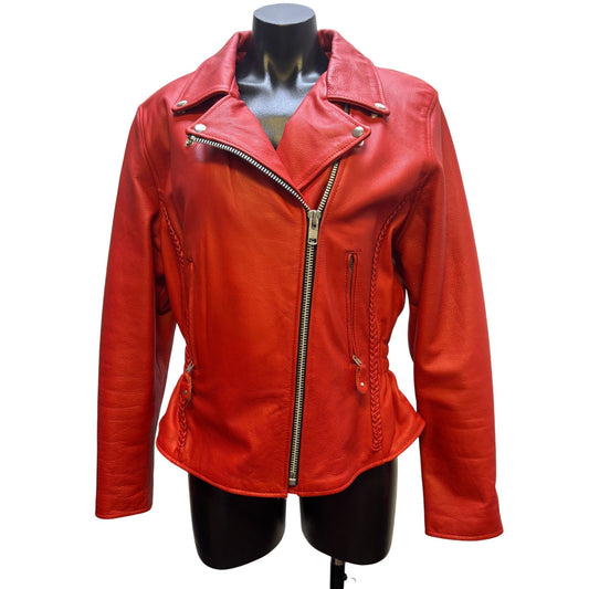 Xelement Red Leather Motorcycle Jacket XL