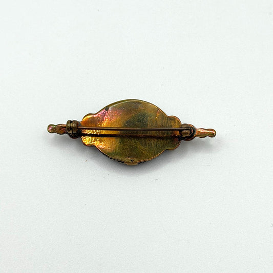 Vintage Lapis Lazuli & Bronze Decorative Pin Brooch