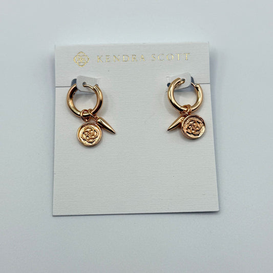 Kendra Scott Rose Gold Dira Convertible Coin Huggie Charm Hoop Earrings