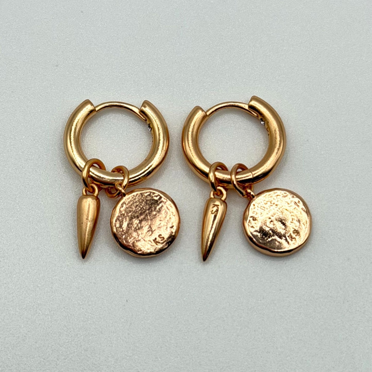 Kendra Scott Rose Gold Dira Convertible Coin Huggie Charm Hoop Earrings