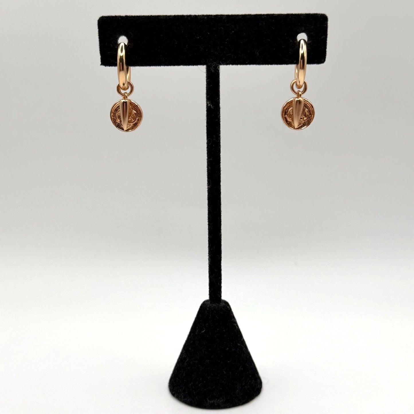 Kendra Scott Rose Gold Dira Convertible Coin Huggie Charm Hoop Earrings