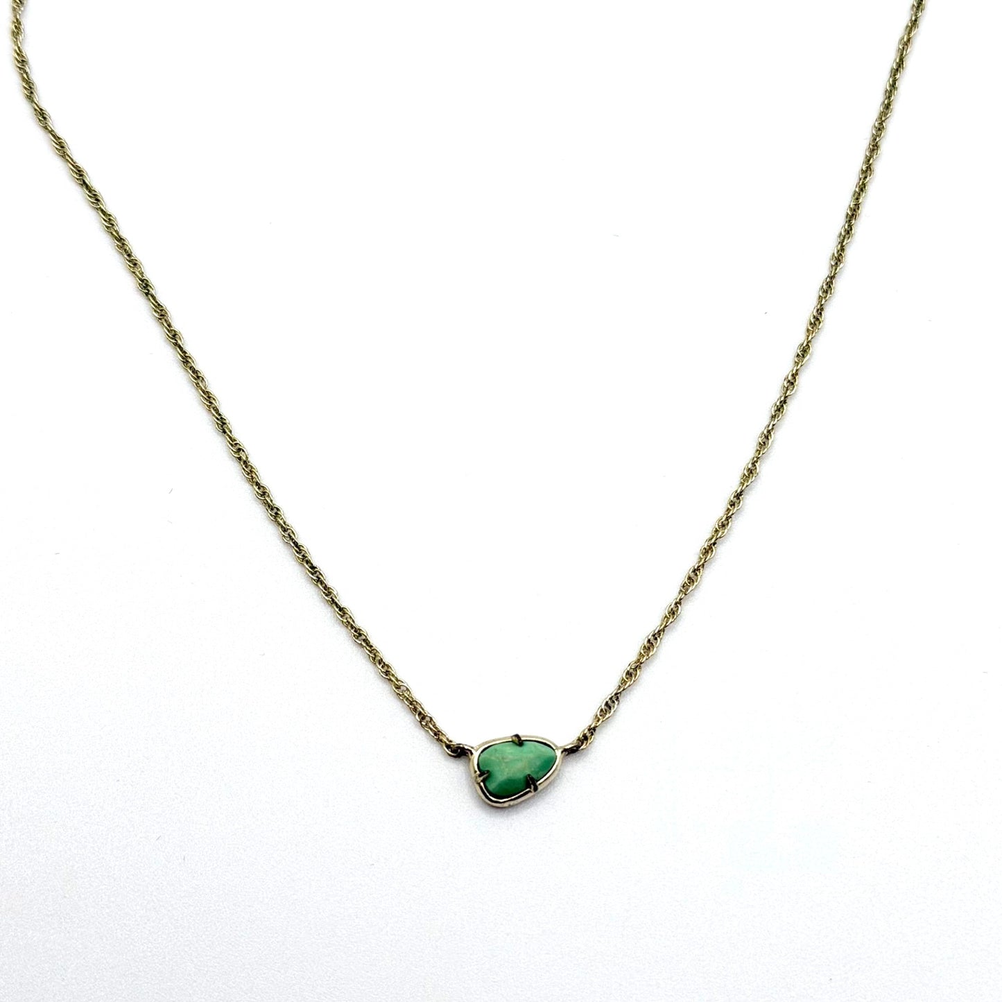 Kendra Scott Gold-Tone Necklace With Green Stone Pendant