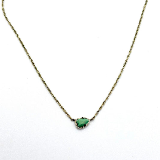 Kendra Scott Gold-Tone Necklace With Green Stone Pendant