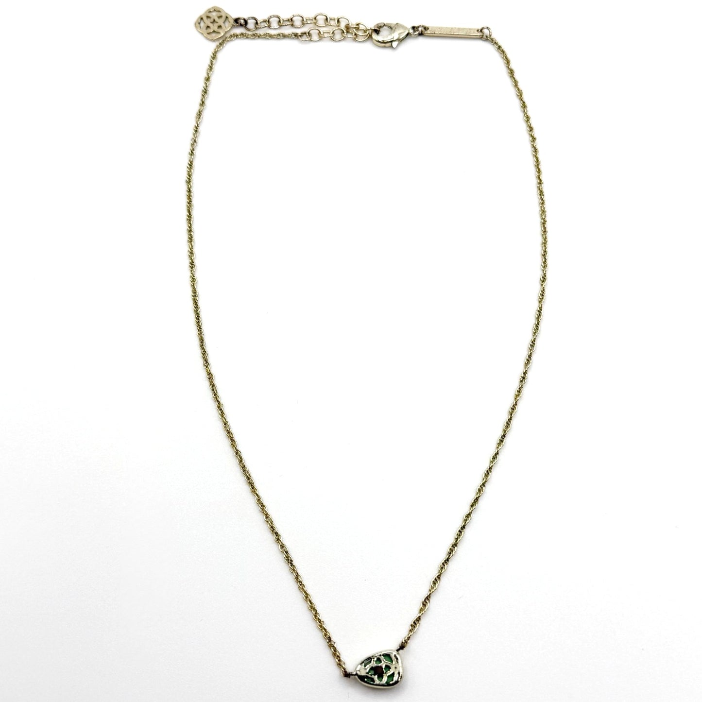 Kendra Scott Gold-Tone Necklace With Green Stone Pendant