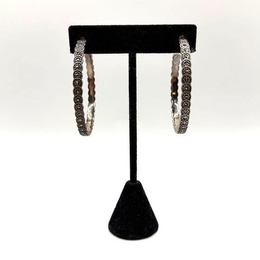 925 Sterling Silver Marcasite Hoop Earrings