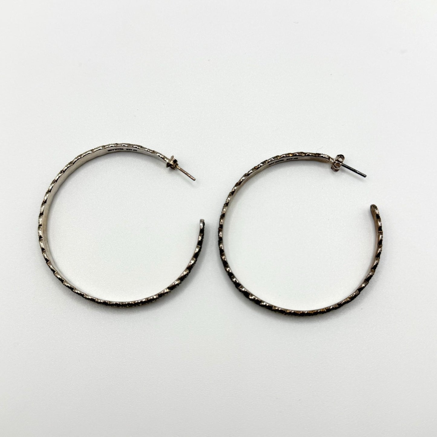 925 Sterling Silver Marcasite Hoop Earrings