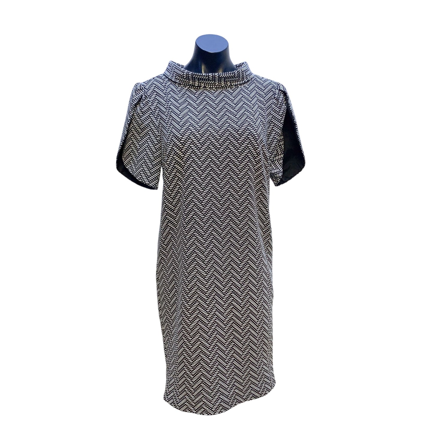 Trina Turk Houndstooth Textured Shift Dress Size 10 Black & White