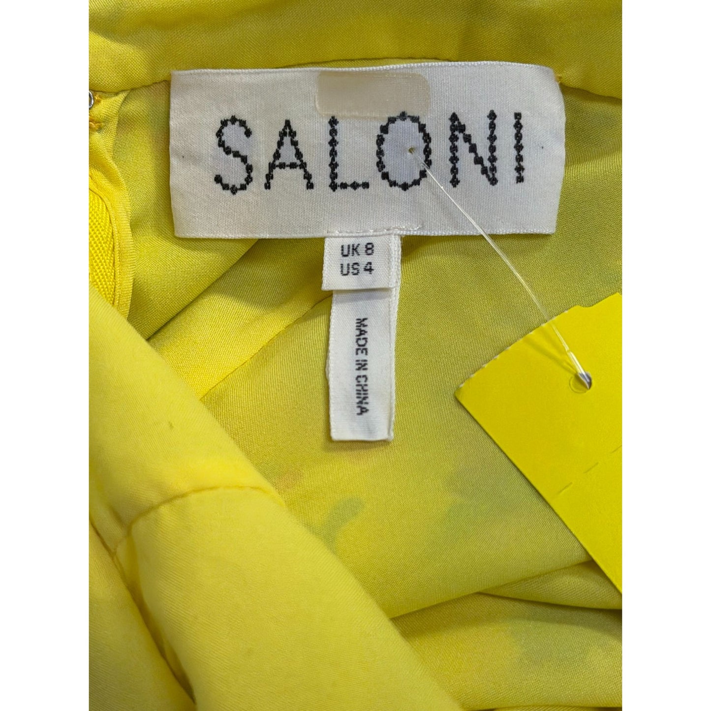 Saloni Holly Yellow Floral Ruffle Silk Midi Dress Size 4