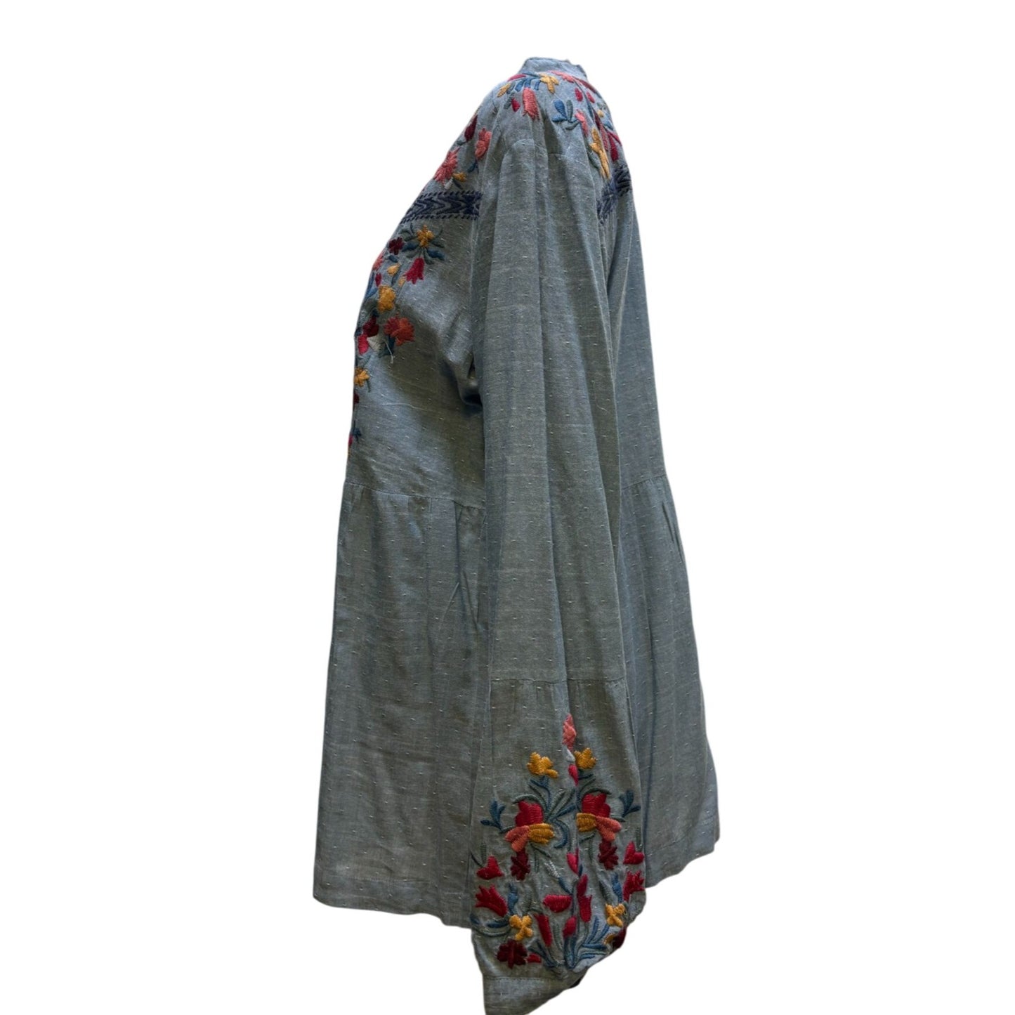 Johnny Was Blue Embroidered Blouse L