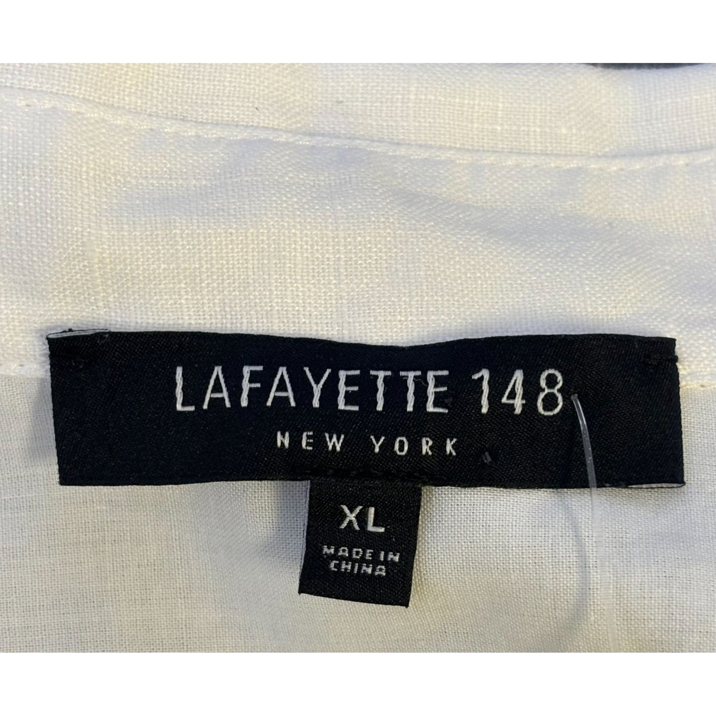 Lafayette 148 Linen Button Down Short Sleeve Shirt White XL