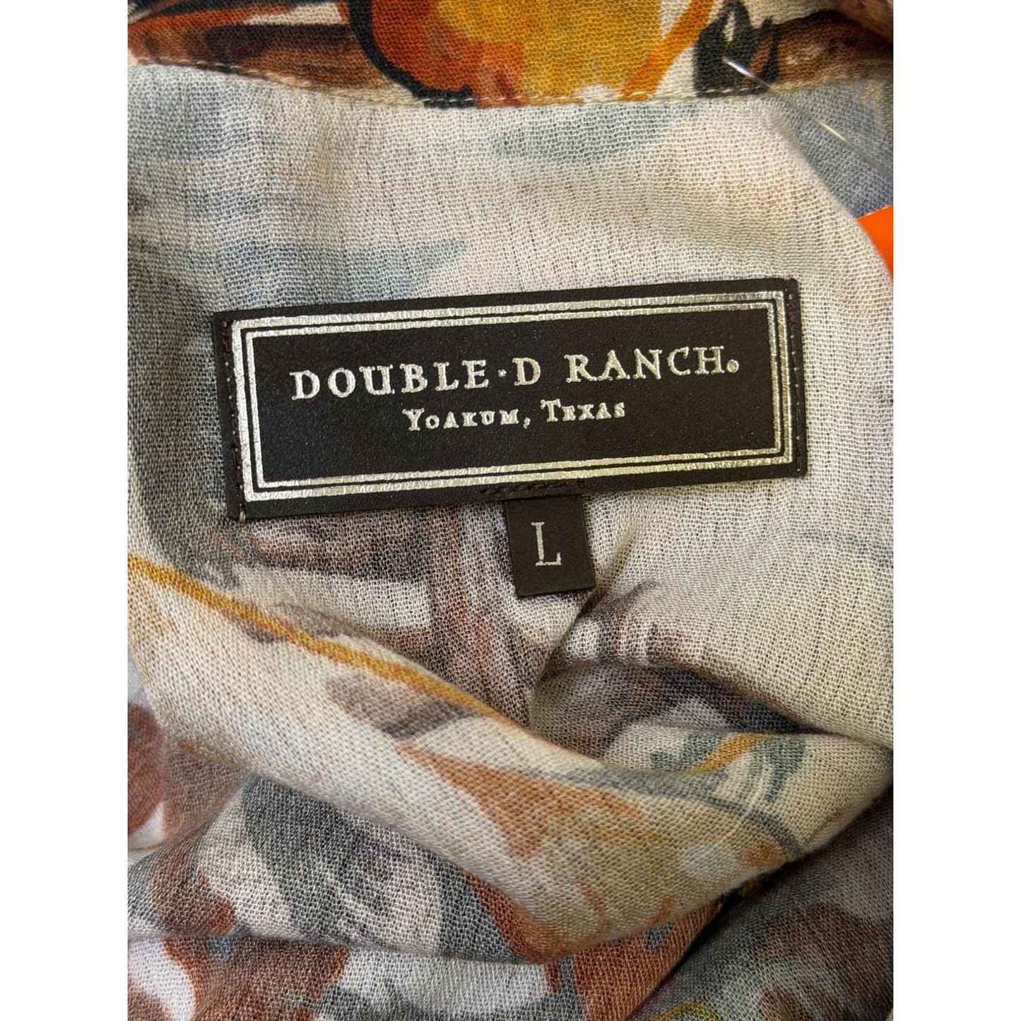 Double D Ranch Multi-Color Horse & Floral Print Maxi Dress L