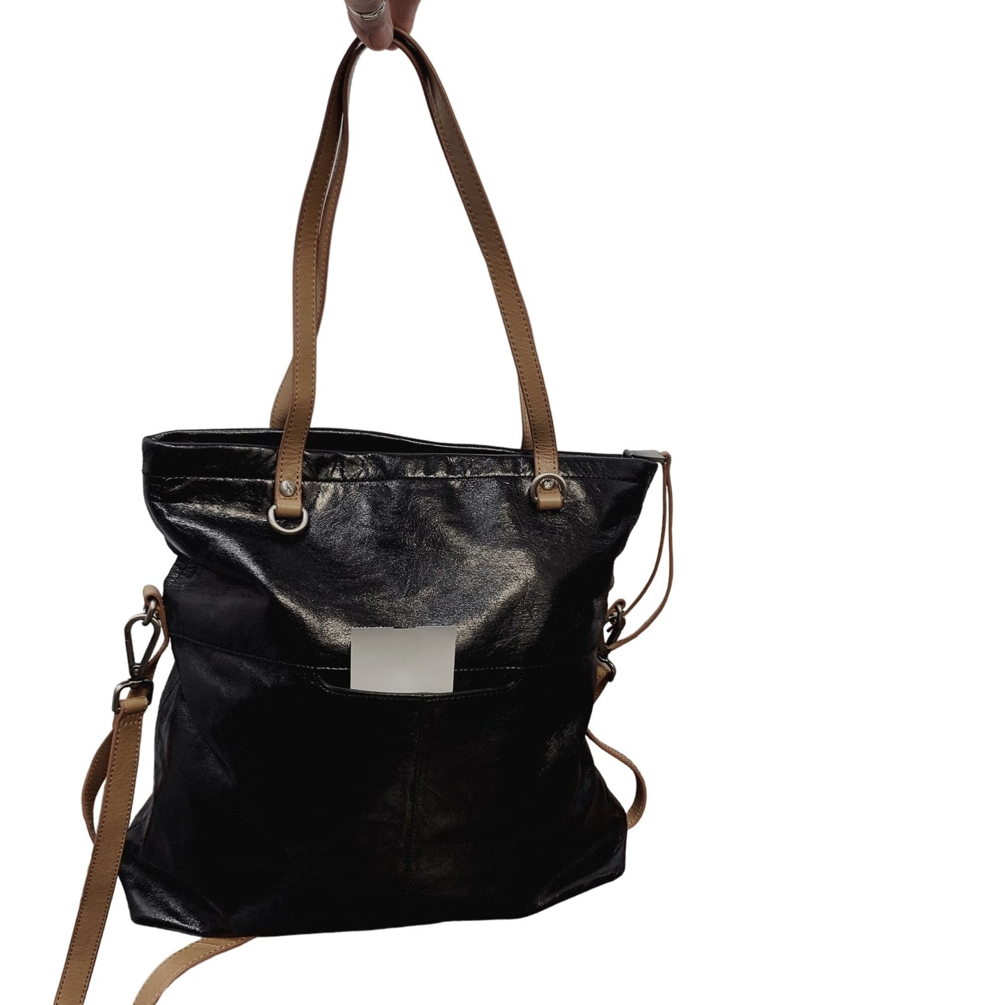 Hobo Black & Tan Leather Convertible Tote/Crossbody  Bag With Adjustable Straps