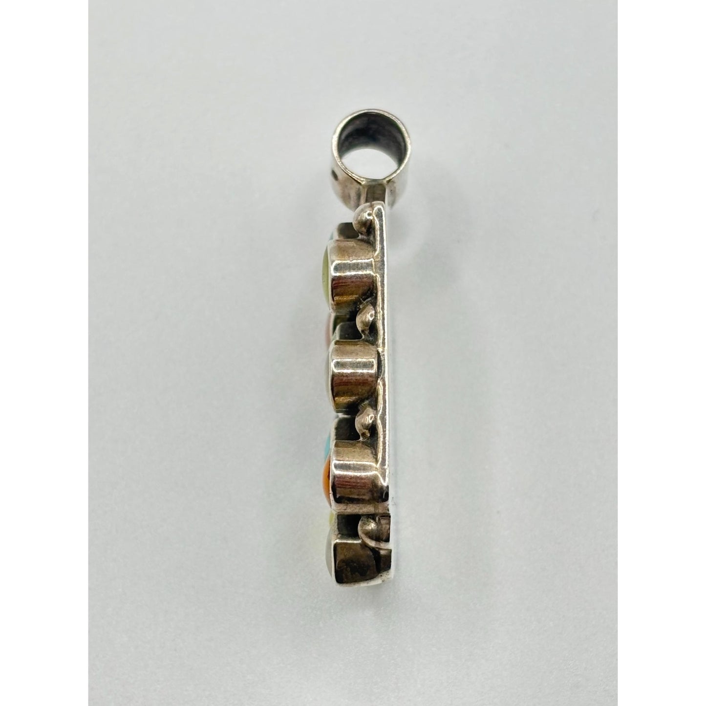 Vintage Mexican 925 Sterling Multistone Inlay Pendant