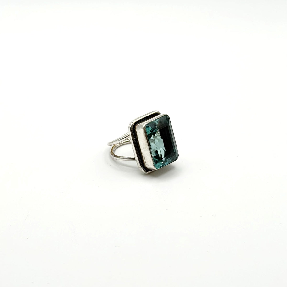 925 Sterling Silver Handmade Aquamarine Ring Size 7.5