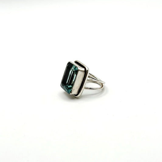 925 Sterling Silver Handmade Aquamarine Ring Size 7.5