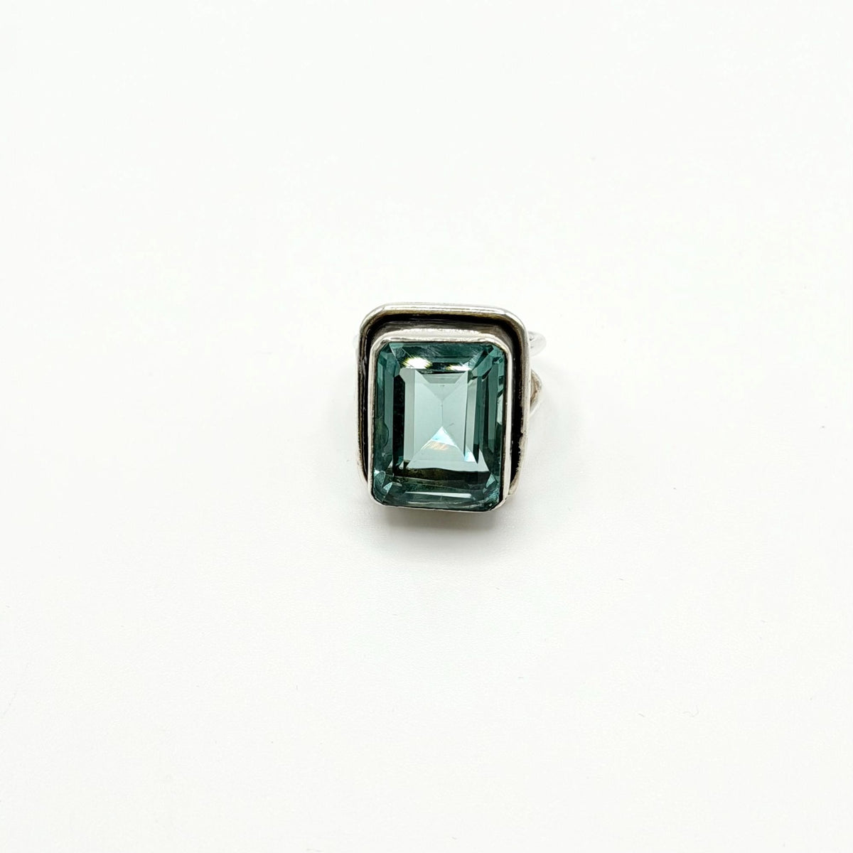 925 Sterling Silver Handmade Aquamarine Ring Size 7.5