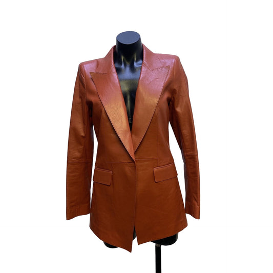 NWT Lafayette 148 Vintage-Inspired Lamb Leather Blazer Jacket 6