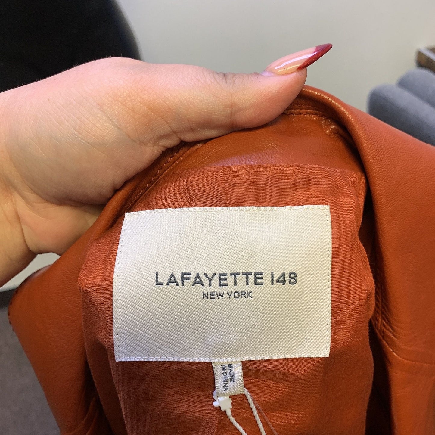 NWT Lafayette 148 Vintage-Inspired Lamb Leather Blazer Jacket 6