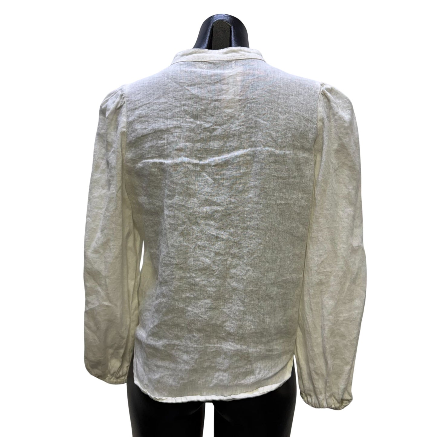 Lanhtropy Linen Blouse White Button-Down Long Sleeve S
