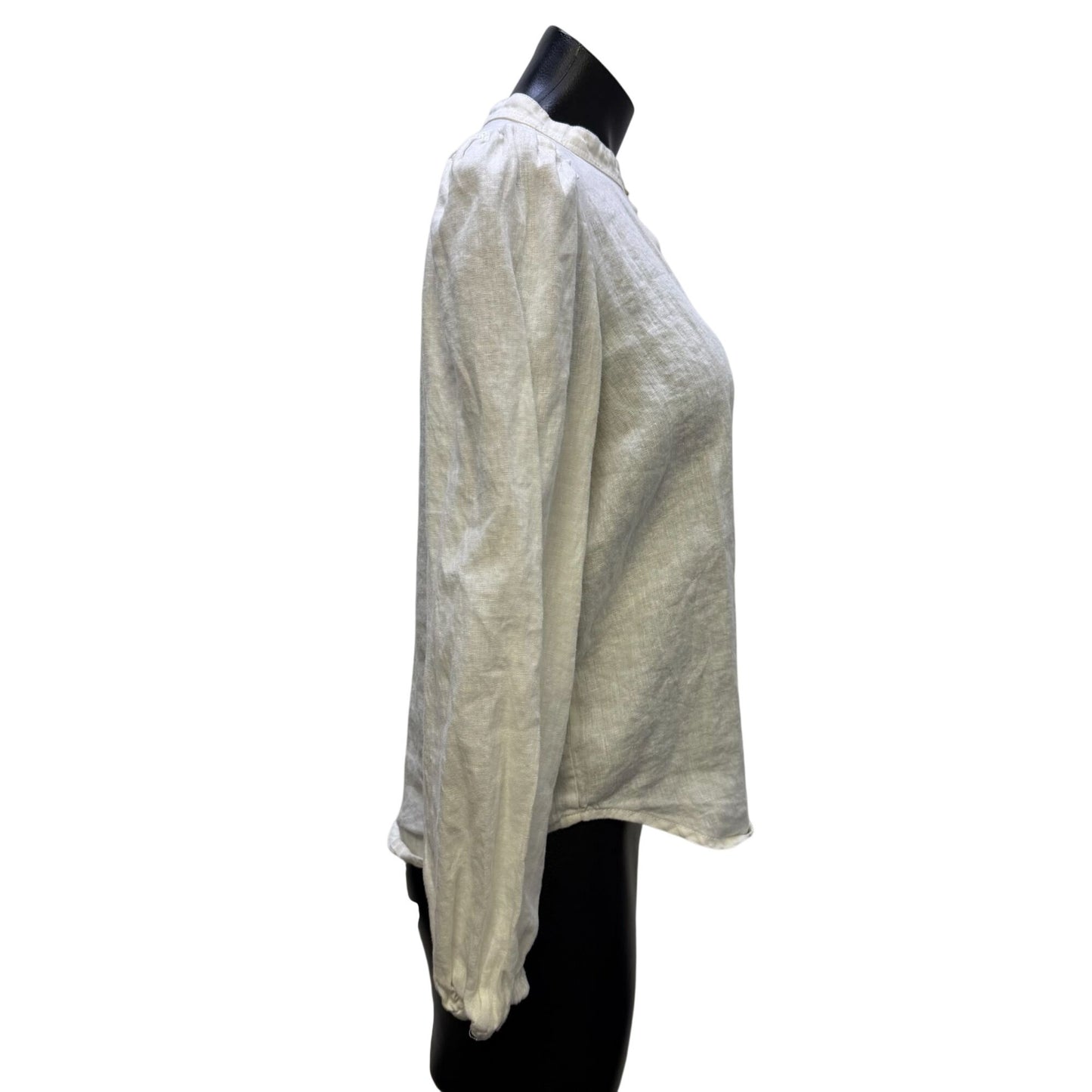 Lanhtropy Linen Blouse White Button-Down Long Sleeve S