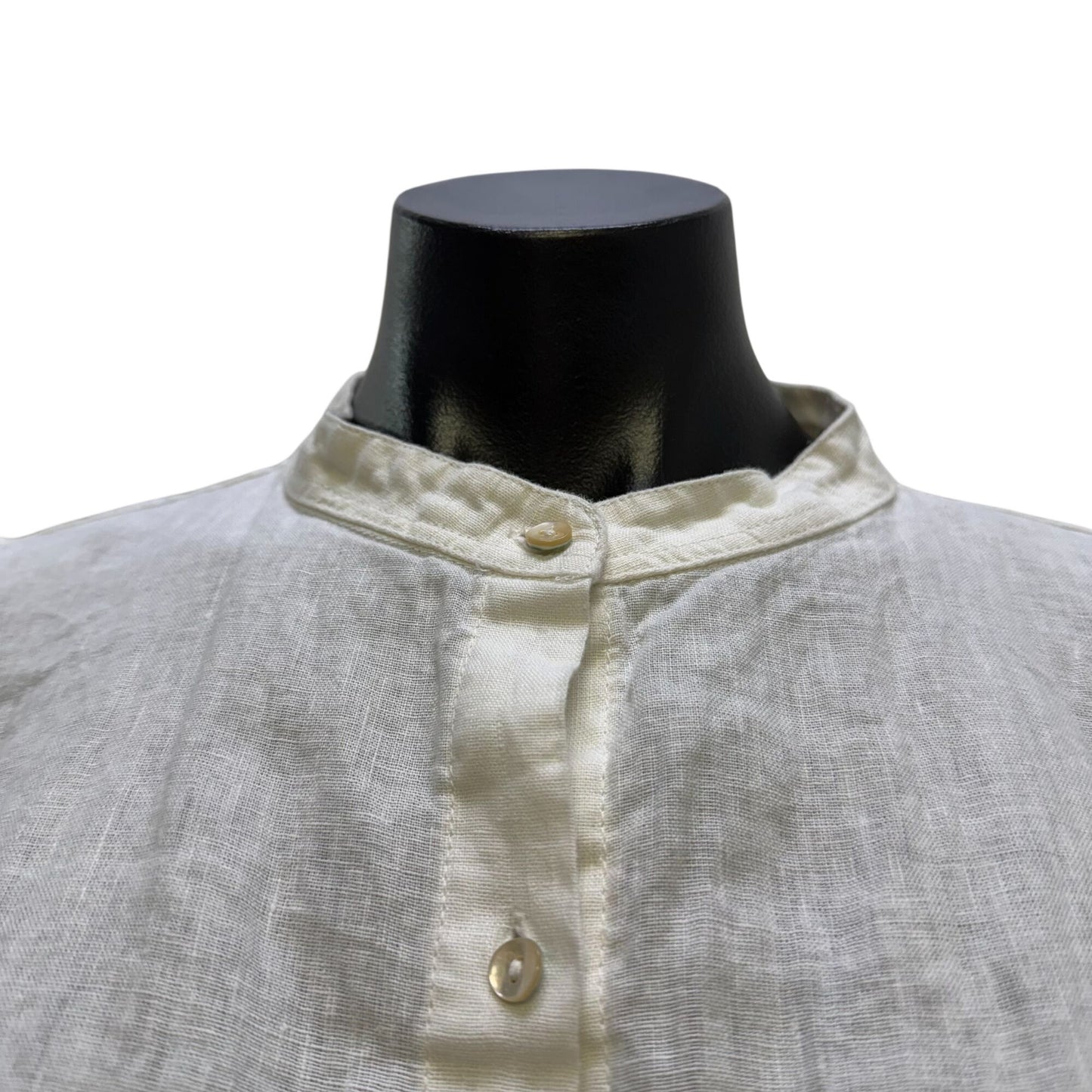 Lanhtropy Linen Blouse White Button-Down Long Sleeve S