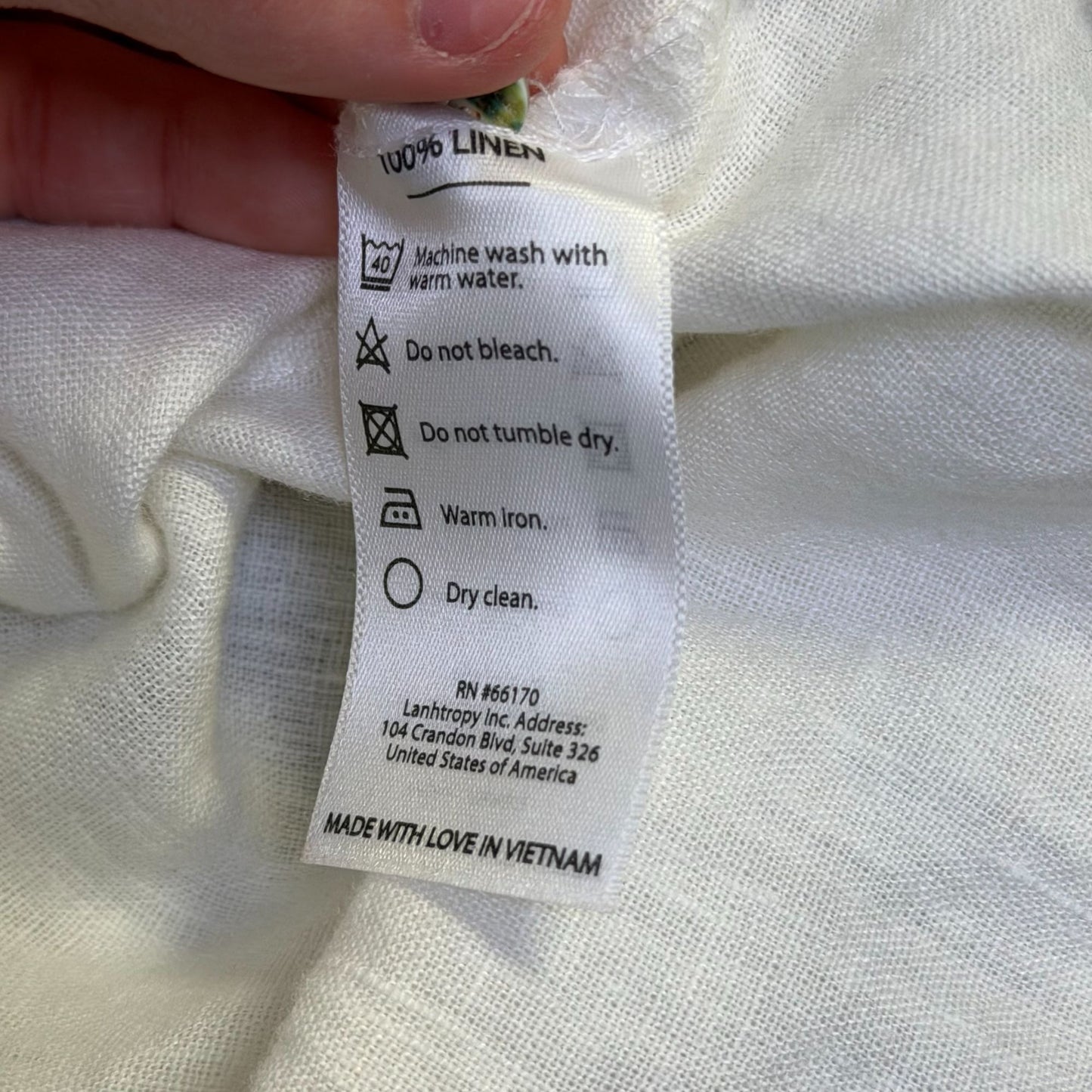 Lanhtropy Linen Blouse White Button-Down Long Sleeve S