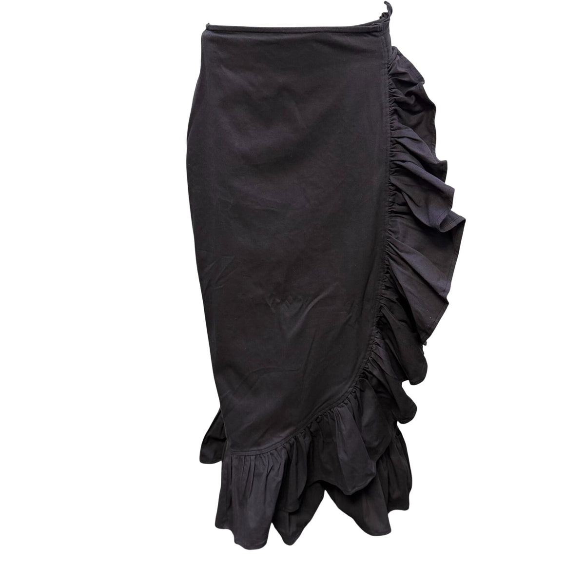 Victoria Dunn Black Ruffle Wrap Skirt S