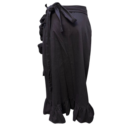 Victoria Dunn Black Ruffle Wrap Skirt S