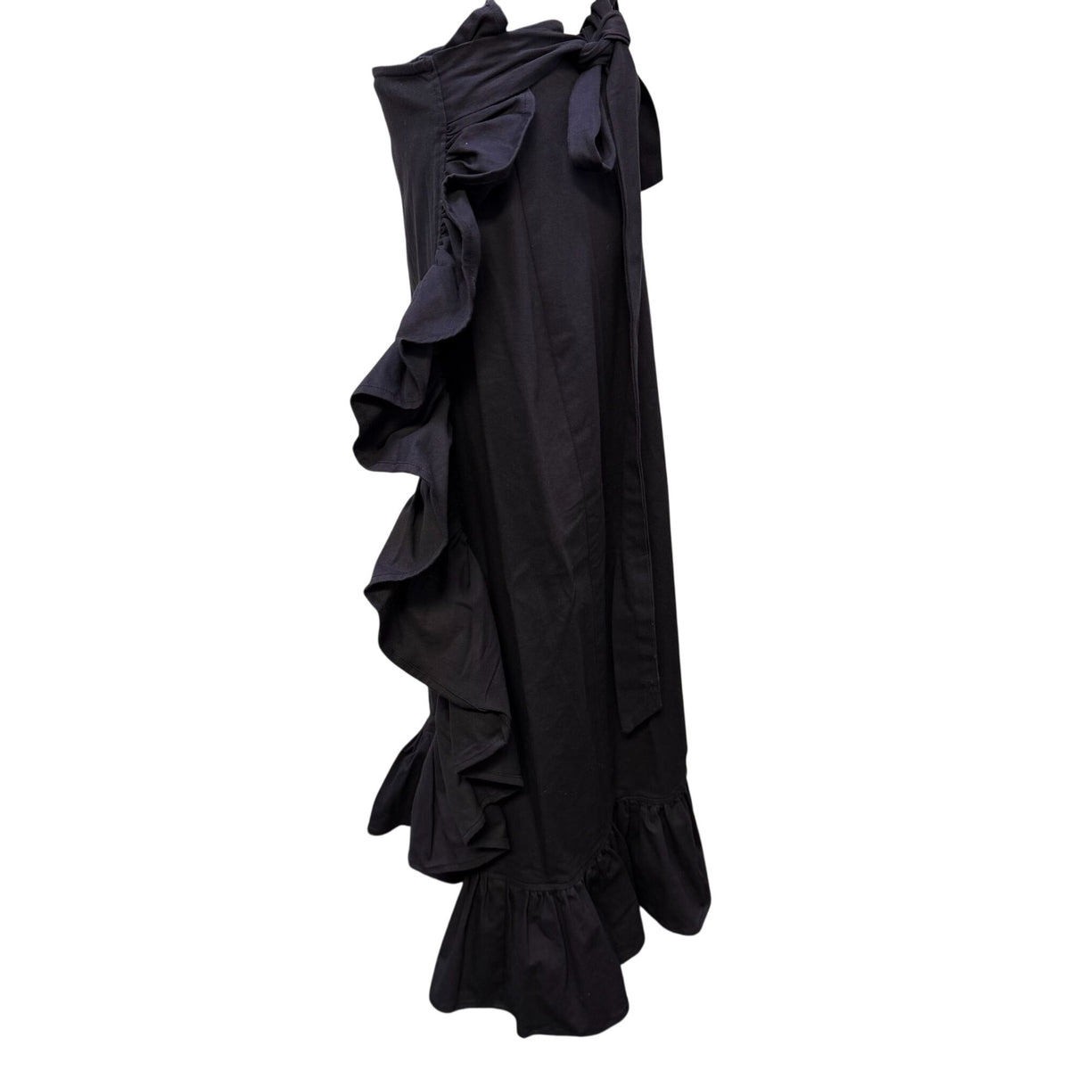 Victoria Dunn Black Ruffle Wrap Skirt S