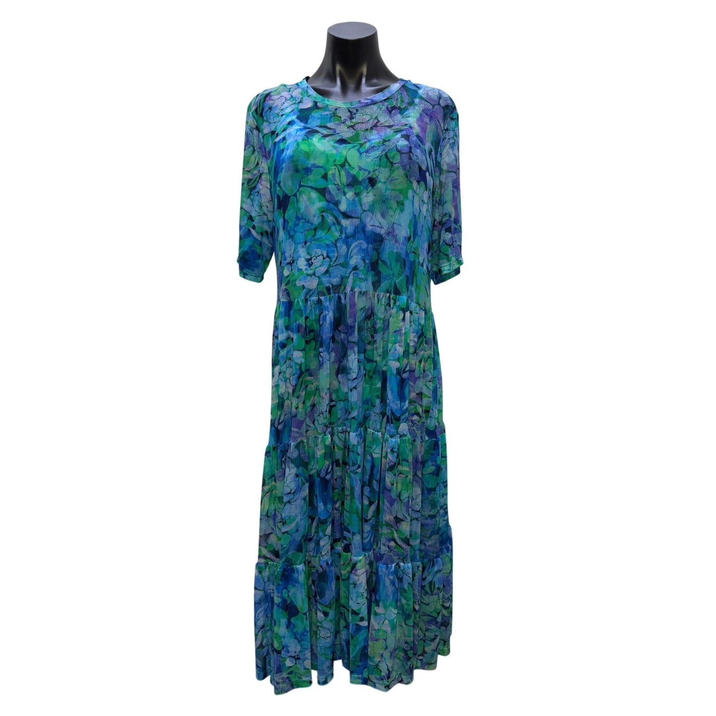 Johnny Was Jade Dress Slip Viletta Floral Print Blue Purple Green Size L