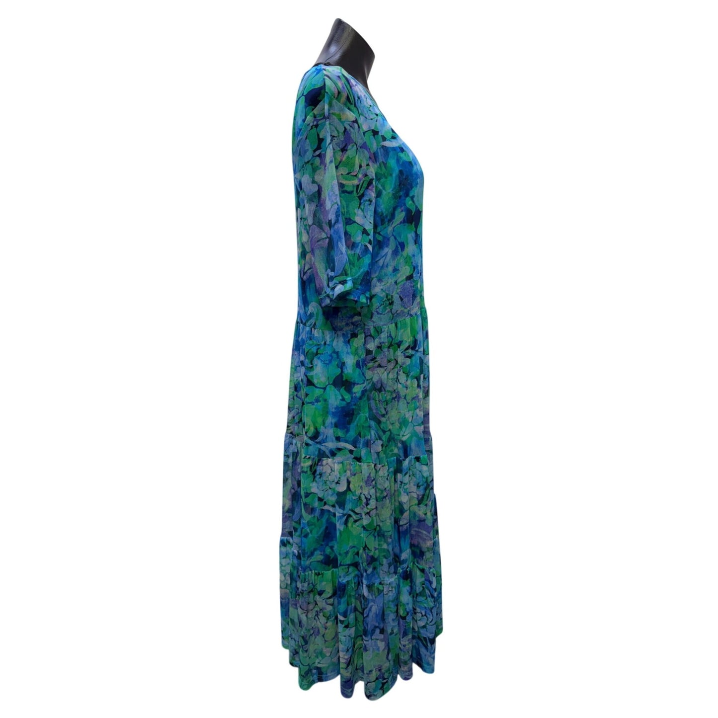 Johnny Was Jade Dress Slip Viletta Floral Print Blue Purple Green Size L