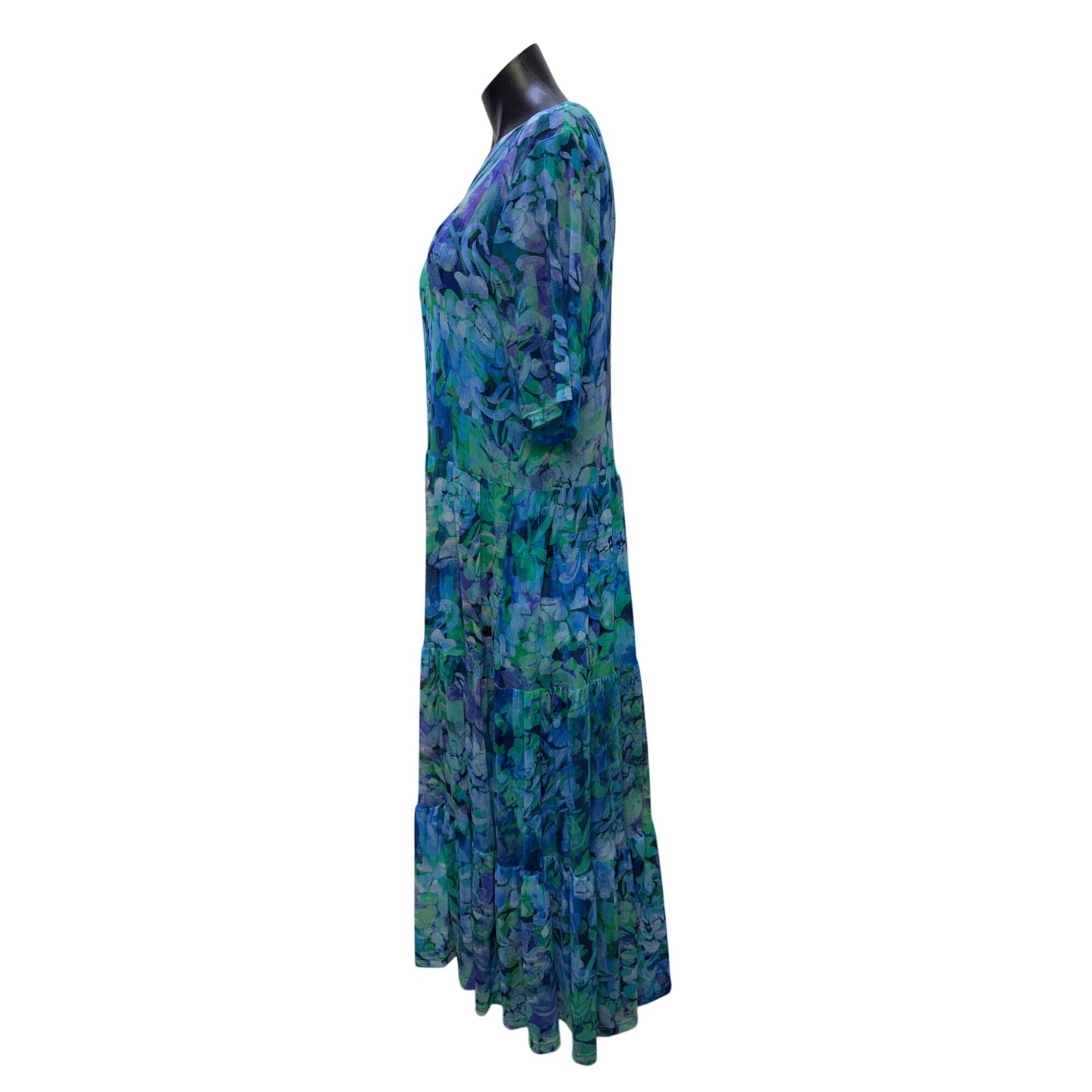 Johnny Was Jade Dress Slip Viletta Floral Print Blue Purple Green Size L