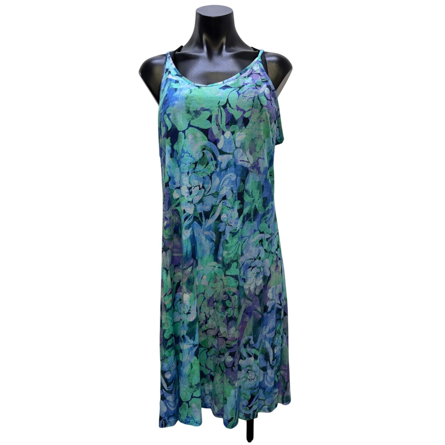 Johnny Was Jade Dress Slip Viletta Floral Print Blue Purple Green Size L