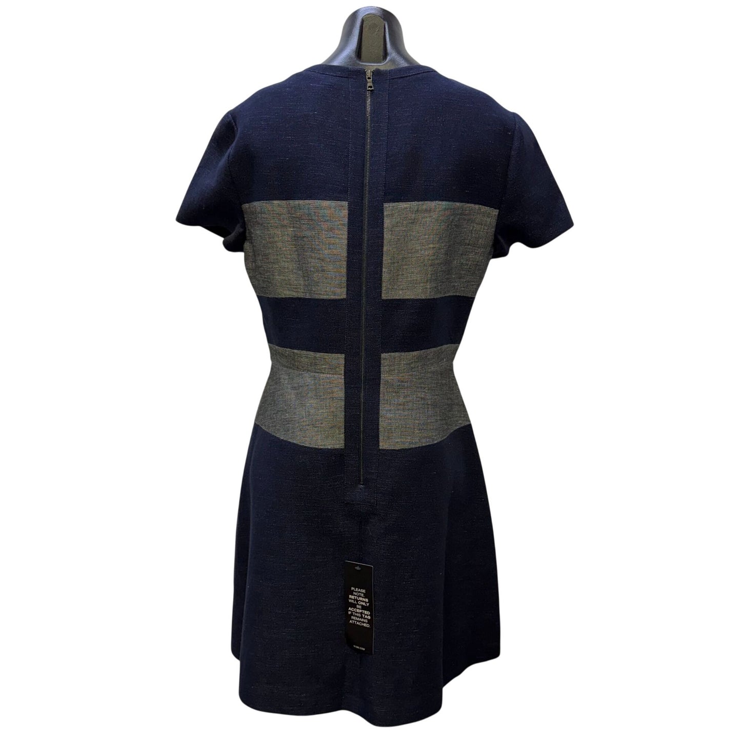 NWT BCBG Maxazria Navy & Gray Colorblock Dress Size 12