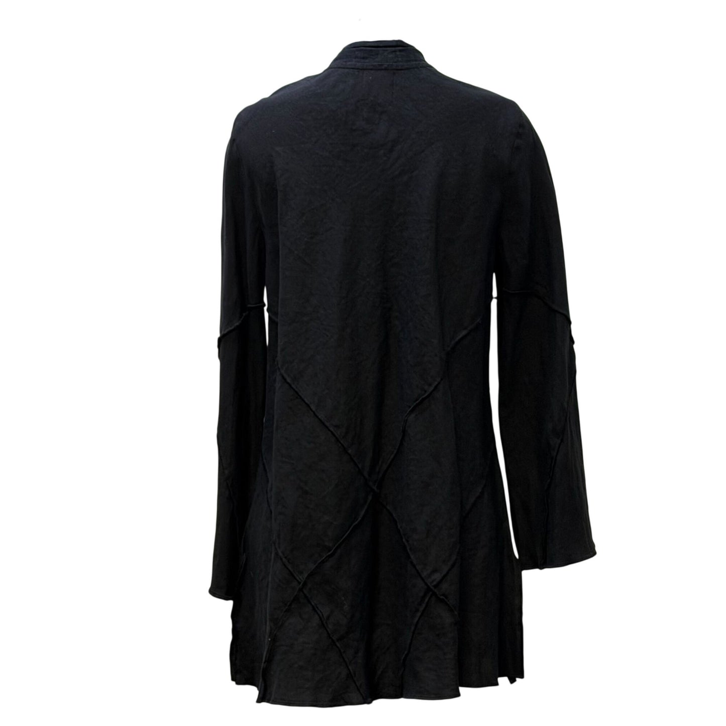 Lili Collection Black Linen Long Sleeve Open Front Cardigan Size L