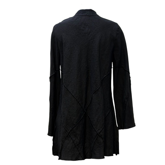 Lili Collection Black Linen Long Sleeve Open Front Cardigan Size L