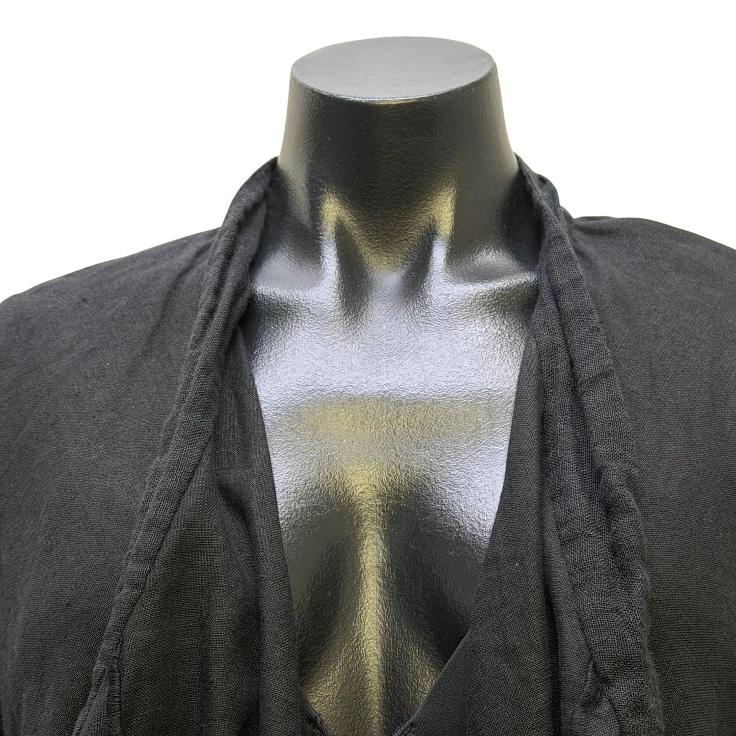 Lili Collection Black Linen Long Sleeve Open Front Cardigan Size L