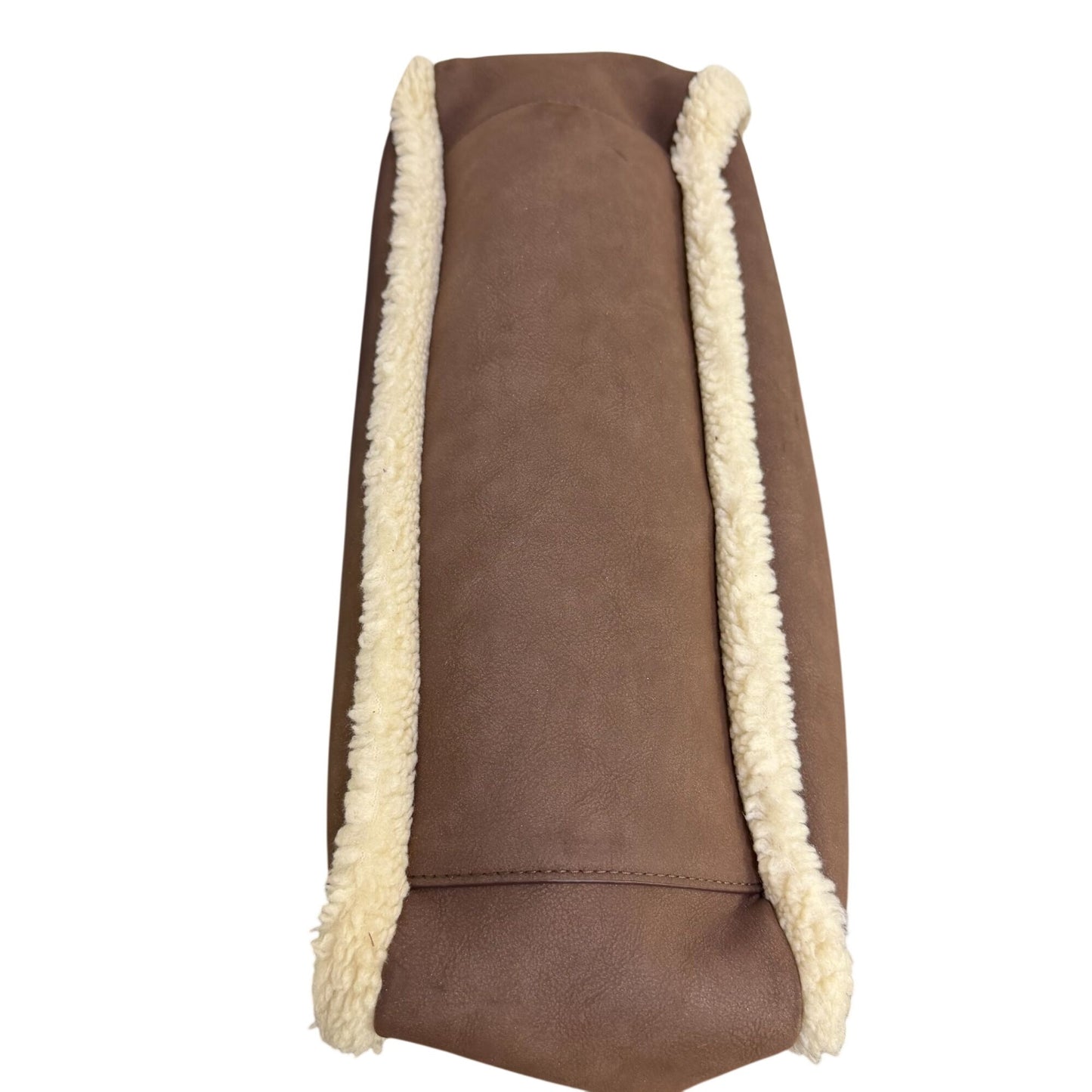 DKNY Brown Faux Leather Sherpa-Trim Tote Bag