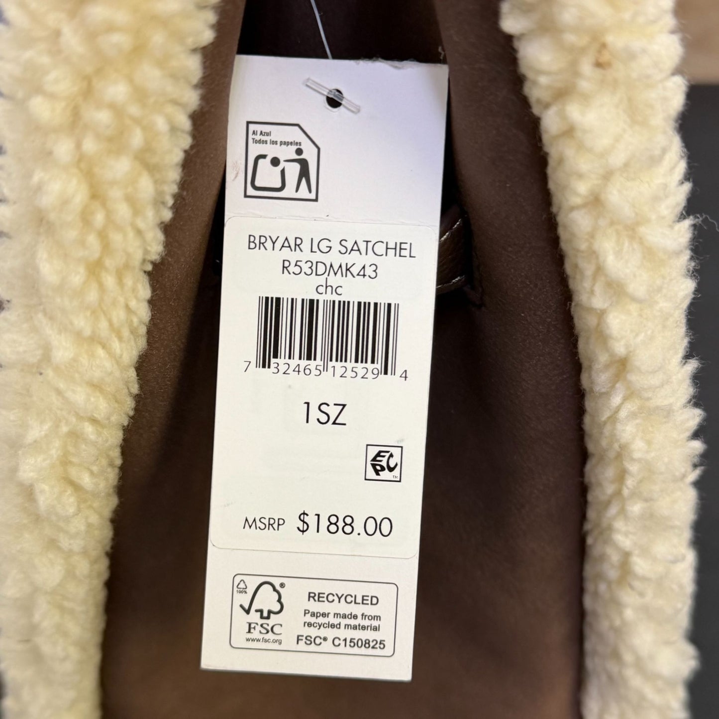 DKNY Brown Faux Leather Sherpa-Trim Tote Bag