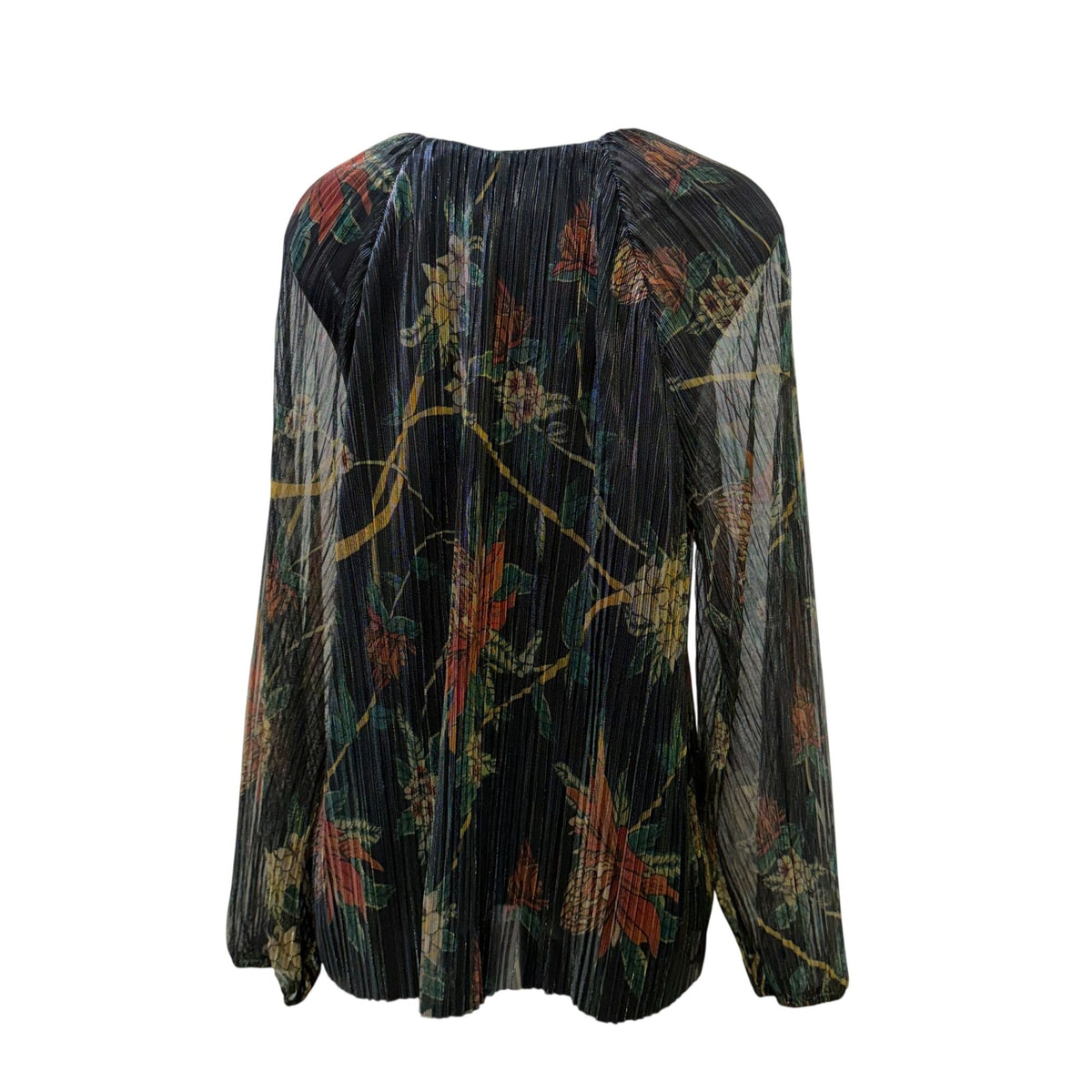 Johnny Was Evelina Metallic Floral Blouse Green Multi Size L