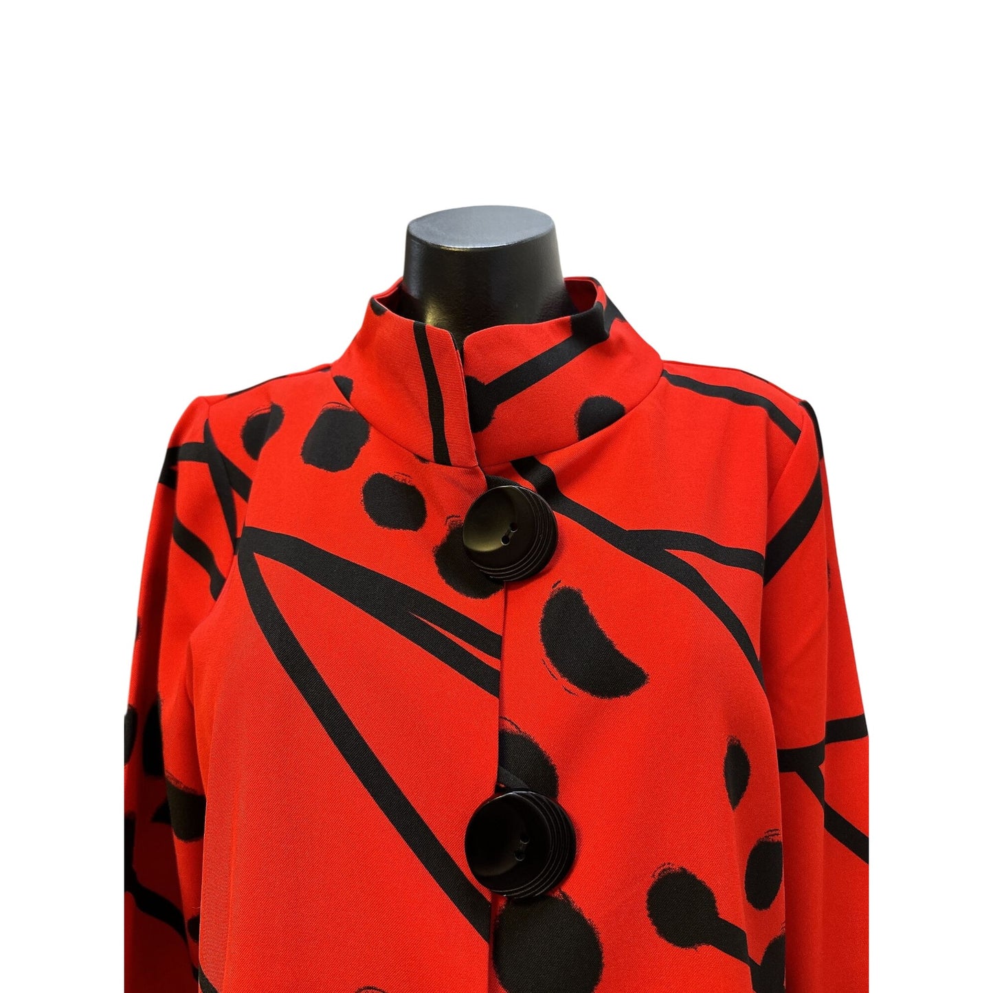 Lior Paris Red & Black Abstract Print Jacket Size Medium