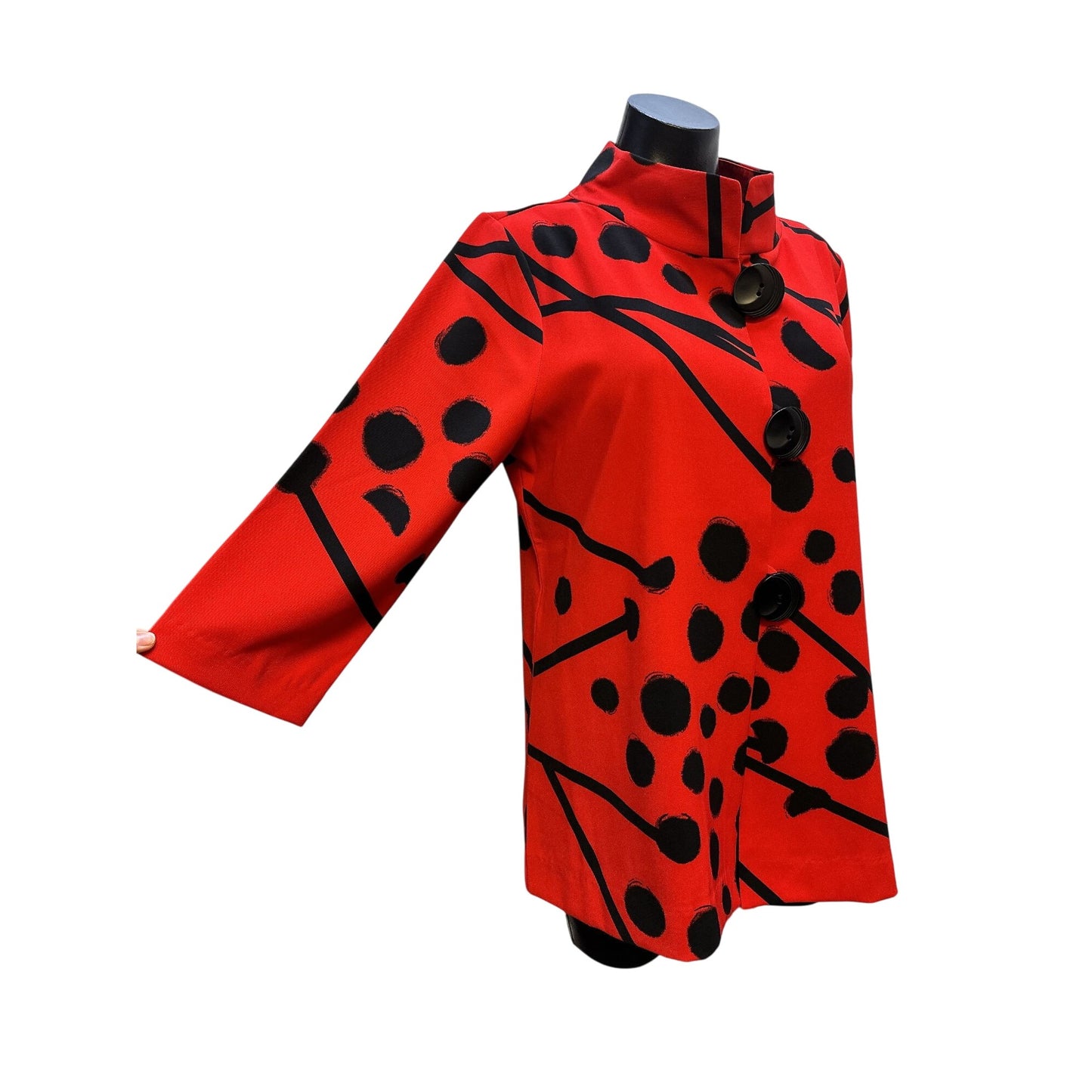 Lior Paris Red & Black Abstract Print Jacket Size Medium